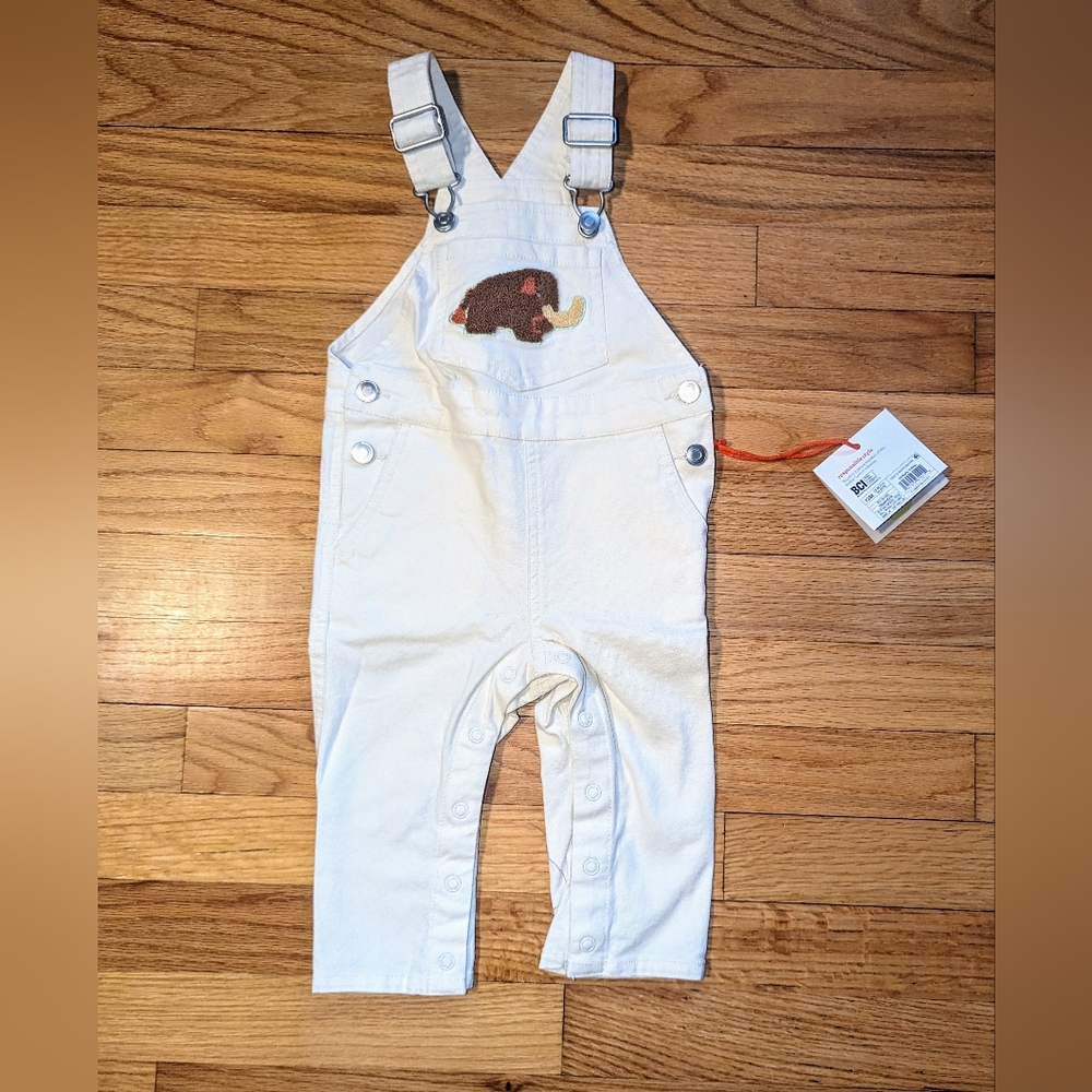 Woolly Mammoth Cream Adaptivev Overalls Snaps Christian Robinson BABY TODDLER